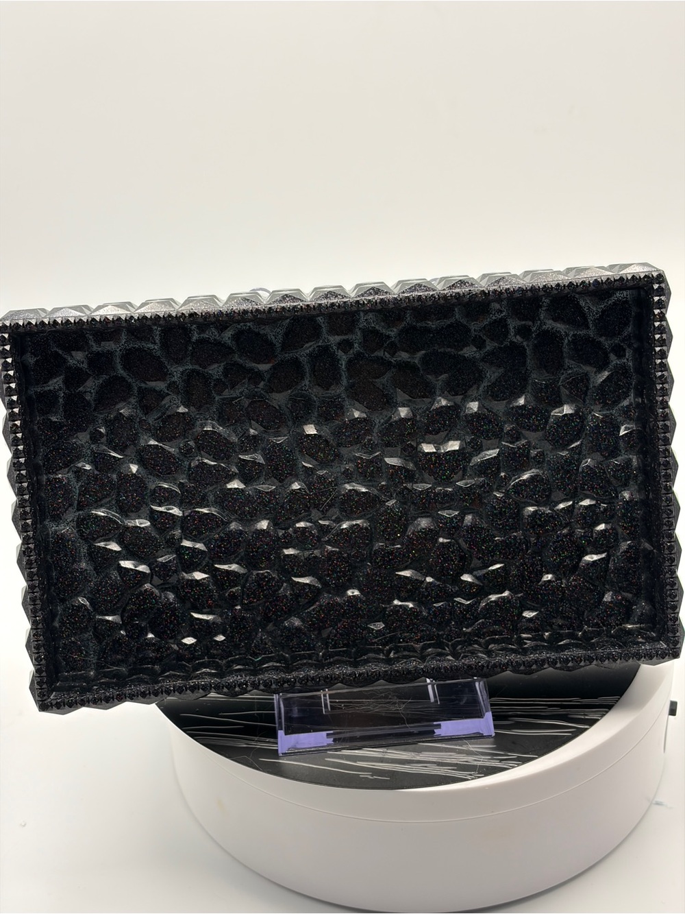 Ninja black with iridescent glitter trinket tray